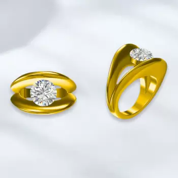3.8ct Round Cut White Sapphire Scallop Engagement Ring