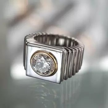 3.8ct Round Cut Two Tone Sculptural Cocktail Ring