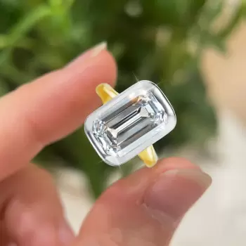 5ct Bezel-setting Emerald Cut Two Tone Engagement Ring