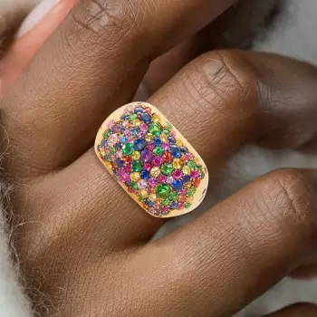 2.5ctw Multicolor Sapphire Paved Cocktail Ring