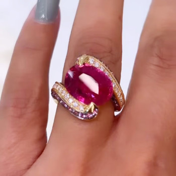 5ct Fuchsia and Amethyst Sapphire Bypass Cocktail Ring