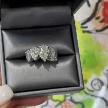 5ctw Pear Cut White Sapphire Five-stone Ring