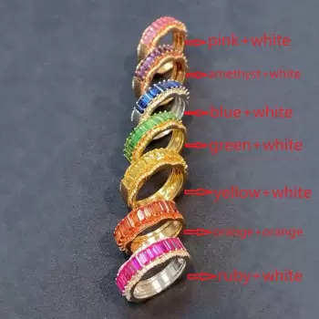 Emerald Cut Multicolor and White Sapphire Petal Ring