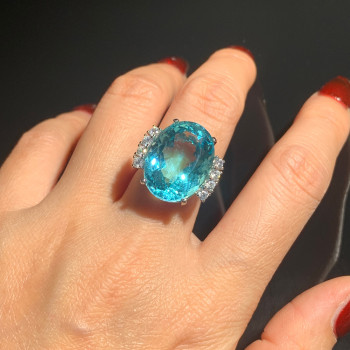 15ct Oval Cut Aquamarine Classic Cocktail Ring