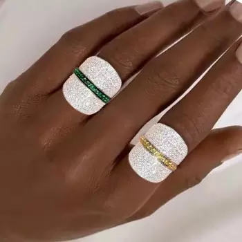 White Sapphire and Emerald Bold Cocktail Ring