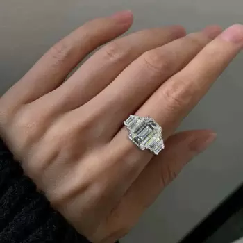 6ct Emerald Cut White Sapphire Wedding Ring Set