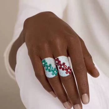 7ctw Pear Cut Emerald Flower Bold Cocktail Ring