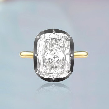 8ct Cushion Cut White Sapphire Two Tone Engagement Ring