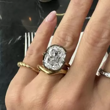 8ct Cushion Cut White Sapphire Two Tone Engagement Ring