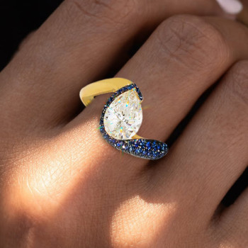 4.2ct Pear Cut White Sapphire Bypass Paved Engagement Ring