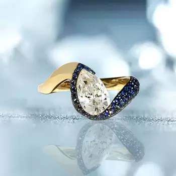 4.2ct Pear Cut White Sapphire Bypass Paved Engagement Ring