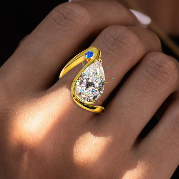4.2ct Pear Cut Asymmetric Modern Engagement Ring