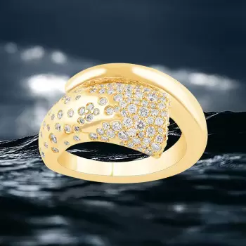 Flush Set Asymmetric Contemporary Cocktail Ring