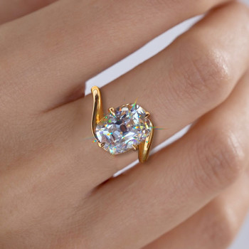 5ct Cushion Cut Modern Style Bypass Engagement Ring