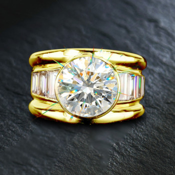 16mm Width 5ct Round Cut White Sapphire Bold Cocktail Ring