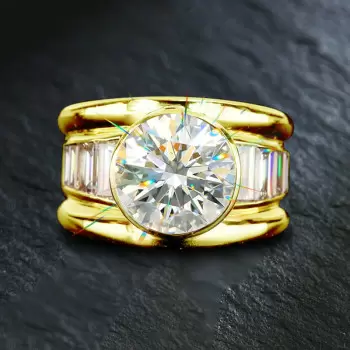 16mm Width 5ct Round Cut White Sapphire Bold Cocktail Ring