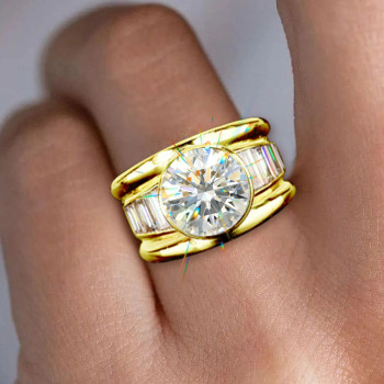16mm Width 5ct Round Cut White Sapphire Bold Cocktail Ring