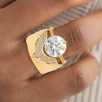 3.8ct Round Cut Paved Wide Band Wedding Ring Set