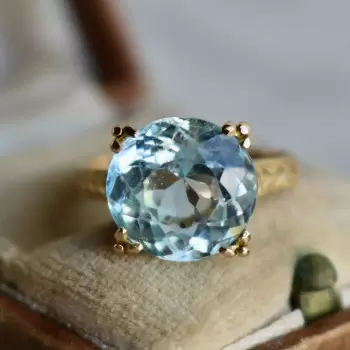 5ct Round Cut Aquamarine Vintage Engagement Ring