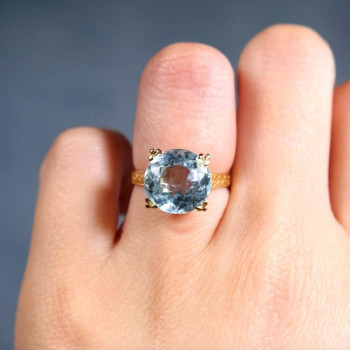 5ct Round Cut Aquamarine Vintage Engagement Ring