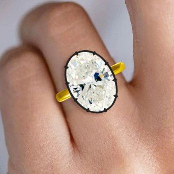 5.8ct Oval Cut White Sapphire Two Tone Engagement Ring