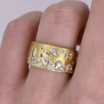 Flush Set White Sapphire Matte Starry Band Ring