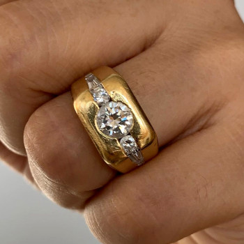 2.7ct Round Cut Chunky Vintage Sandblasted Engagement Ring