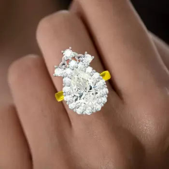 3ct Pear Cut White Sapphire Vintage Crown Ring