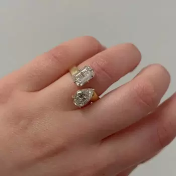8ctw Emerald and Pear Cut Toi Et Moi Engagement Ring