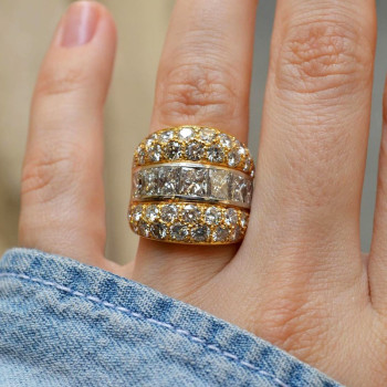 6ctw Round and Radiant Cut Vintage Cocktail Ring