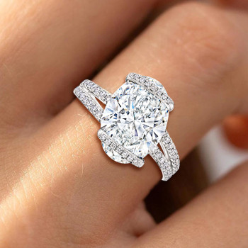 5.8ct Tilted Oval Cut Wraped Knot Engagement Ring