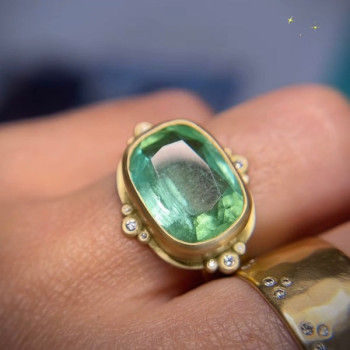 12ct East-West Cushion Cut Emerald Vintage Cocktail Ring