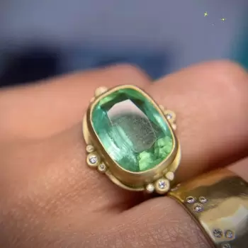 12ct East-West Cushion Cut Emerald Vintage Cocktail Ring
