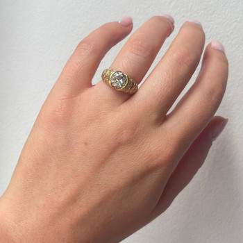 3ct Round Cut Studded Band Engagement Ring