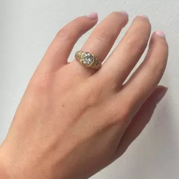 3ct Round Cut Studded Band Engagement Ring