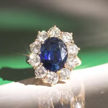 5ct Oval Cut Tanzanite Blue Sapphire Daisy Engagement Ring