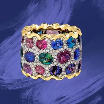 20ctw Oval Cut Multicolor Sapphire Cocktail Ring