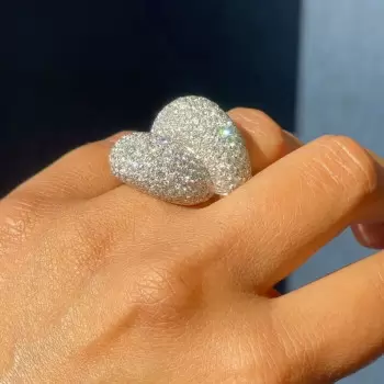 White Sapphire Paved Bypass Bold Cocktail Ring