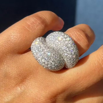 White Sapphire Paved Bypass Bold Cocktail Ring