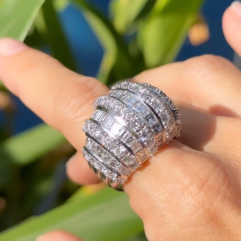 10ctw Round and Asscher Cut Bold Statement Cocktail Ring