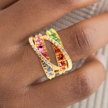 5ctw Multicolor Sapphire Intertwined Rainbow Cocktail Ring