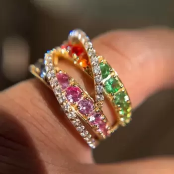 5ctw Multicolor Sapphire Intertwined Rainbow Cocktail Ring