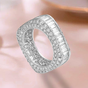 8ctw Emerald and Round Cut Channel Set Eternity Ring