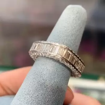 8ctw Emerald and Round Cut Channel Set Eternity Ring