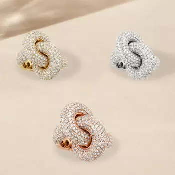 5ctw White Sapphire Paved Love Knot Cocktail Ring