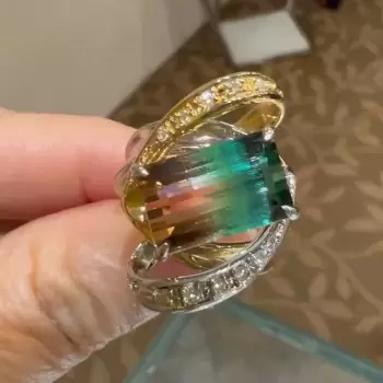 8.4ct Watermelon Tourmaline Intertwined Cocktail Ring