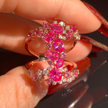 Ruby and Multicolor Sapphire Cluster Cocktail Ring