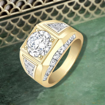 3.8ct Round Cut Machenical Style Modern Engagement Ring