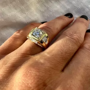 3.8ct Round Cut Machenical Style Modern Engagement Ring
