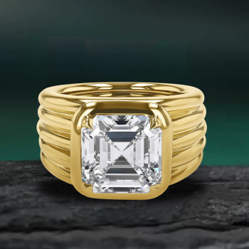5.6ct Asscher Cut White Sapphire Modern Engagement Ring